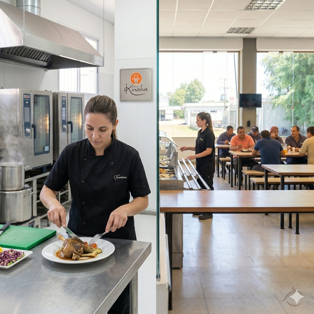 Chef emplatando en planta